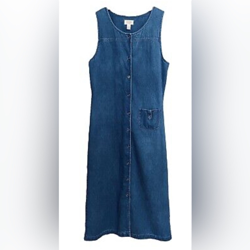 2000s Y2K Talbots Sz 4 Denim Maxi Dress Vintage